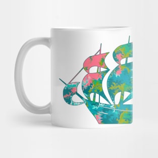 Galaxy Shores Discover Liquid Art Sailing Ship Silhouette Mug